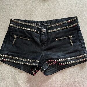 Guess Jean Shorts | Black | Studded | Silver Studded Outline | Size 25